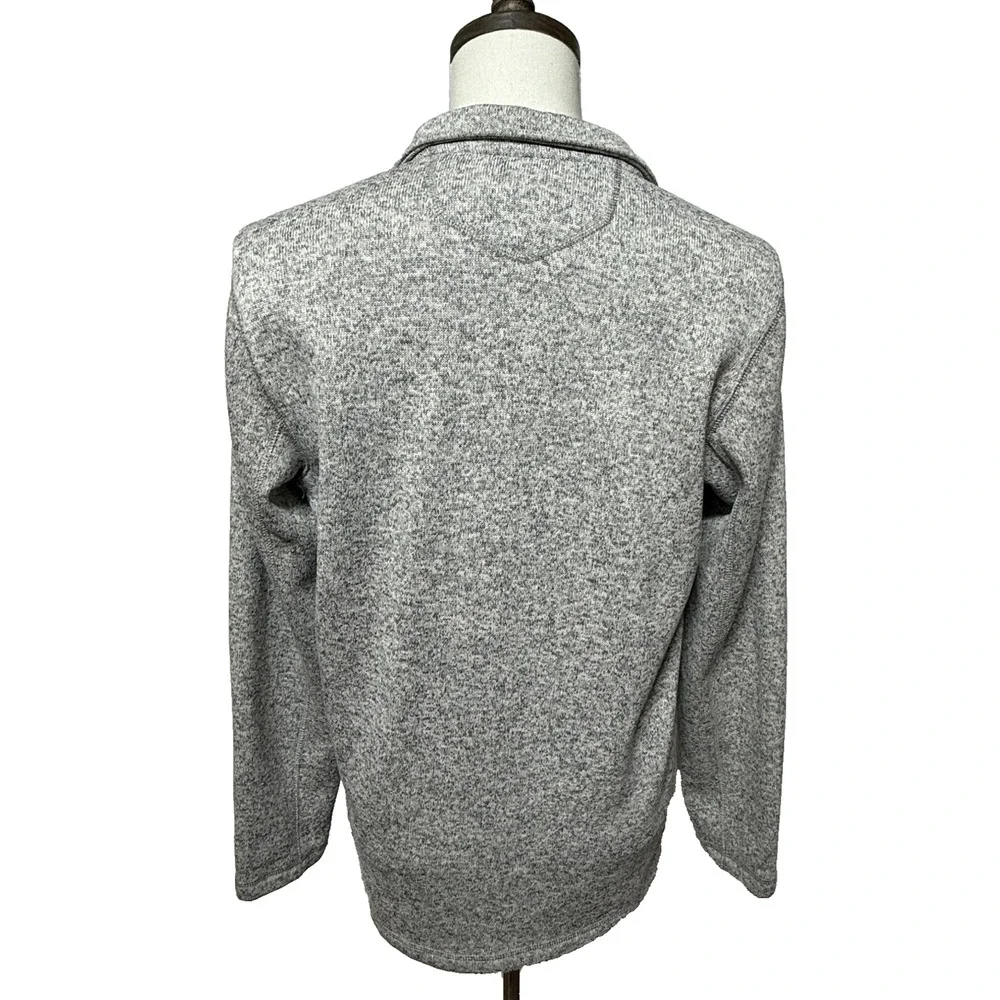 Eddie Bauer Sweater Mens Medium Gray Fleece 1/4‎ Zip Pullover Outdoors Hiking